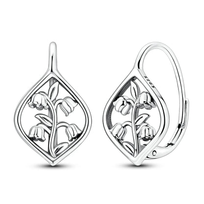 Original 925 Sterling Silver Hoop Earrings Women's Fashion Jewelry Butterfly Iris Lily of the Valley Tulip Flower Luxury Earring