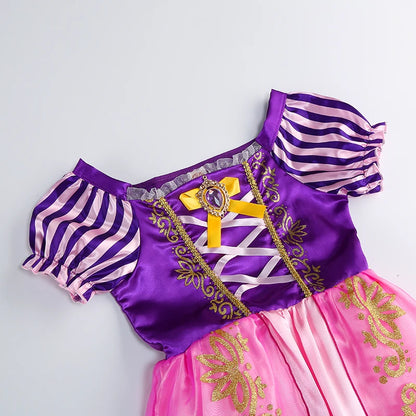 Girls Rapunzel Costume Children Cosplay Tangled Princess Dress Kids Halloween Carnival Birthday Pageant Party Clothes