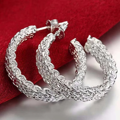 Original Designer 925 Sterling Silver Elegant Crystal Jewelry Fashion Zircon Circle Hoop Earrings For Woman Wedding Party Gift