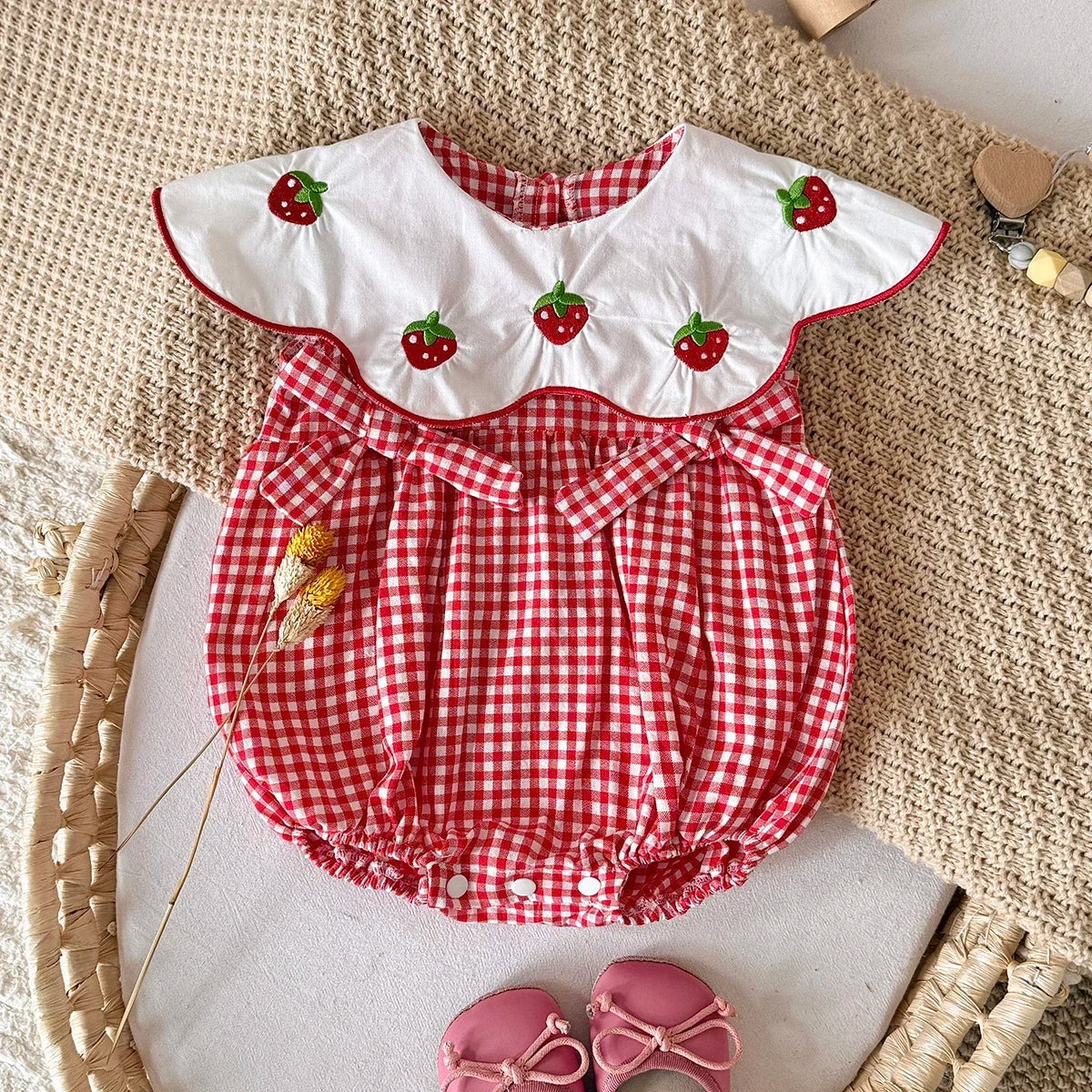 New Summer Baby Cotton Clothing Cute Newborn Baby Sleeveless Triangle Jumpsuit Baby Peter Pan Collar Jumpsuit 0-18M