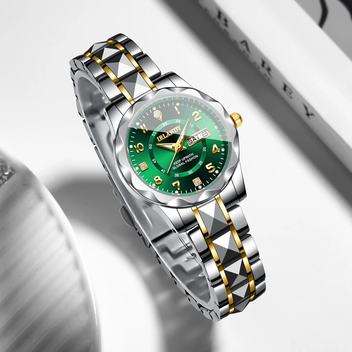Luxury Diamond Dial Women Quartz Watch Stainless Steel Strap Calendar Wristwatches Relogio Feminino（Without Box）