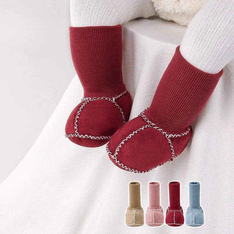 Baby Suede Leather Thick Shoes Infants Winter Plush Warm Booties Fur Girls Booties Unisex Sheepskin Kids Boy Floor First Walkers