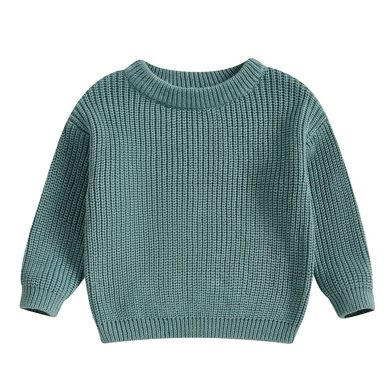 Autumn Winter Newborn Baby Girl Boy Knitted Long Sleeve Sweater Solid Loose Pullover Casual Tops Children Sweater Kids Clothes