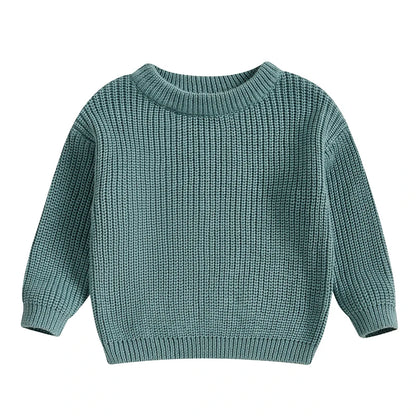 Autumn Winter Newborn Baby Girl Boy Knitted Long Sleeve Sweater Solid Loose Pullover Casual Tops Children Sweater Kids Clothes
