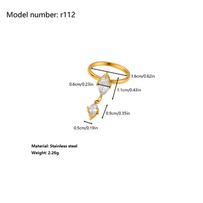 2026 Simple Stainless Steel Rings For Women Gold Color Smooth Geometric Open Rings Arc Rings Diamonds Jewellery Ring Gift