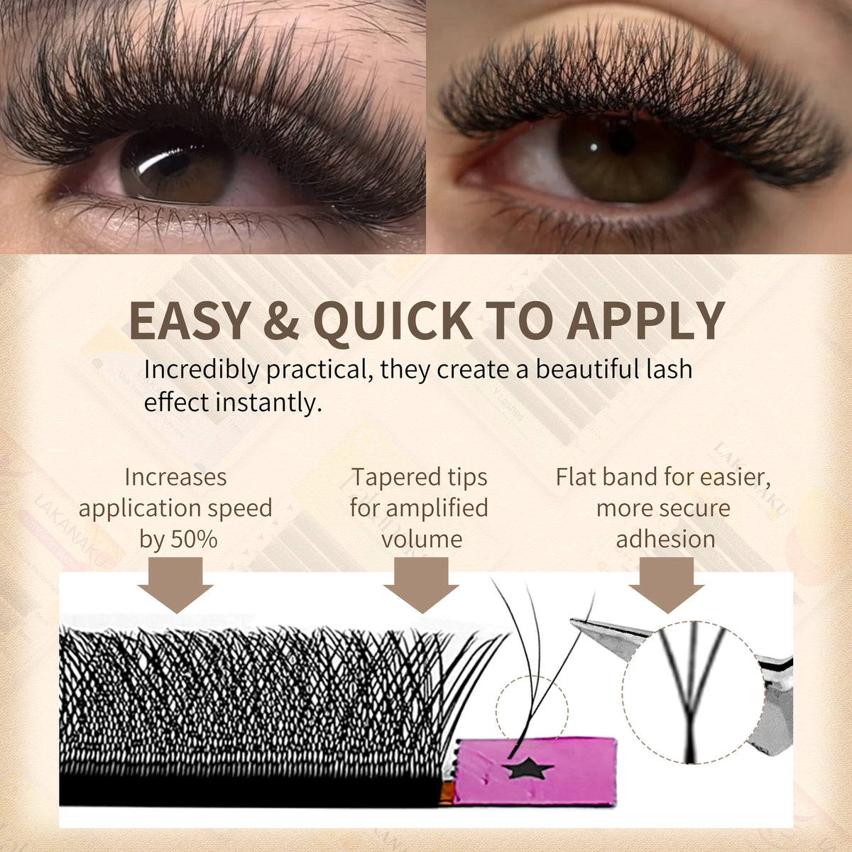 LAKANAKU YY/3D/4D/5D/6D W Clover Eyelashes Extension Cilios Extensiones De Pestañas Premade Fans Eyelash Extensions Volume