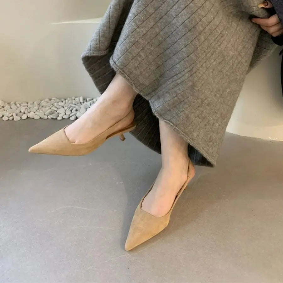 Women's Pointed-Toe Low-Heel Slingbacks in Style Options