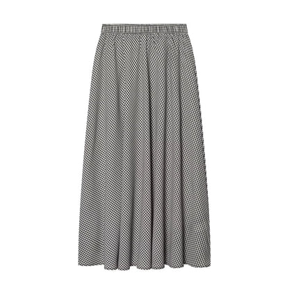 European and American style women's 2026 summer new fashion elastic waist small plaid simple A-line MIDI skirt