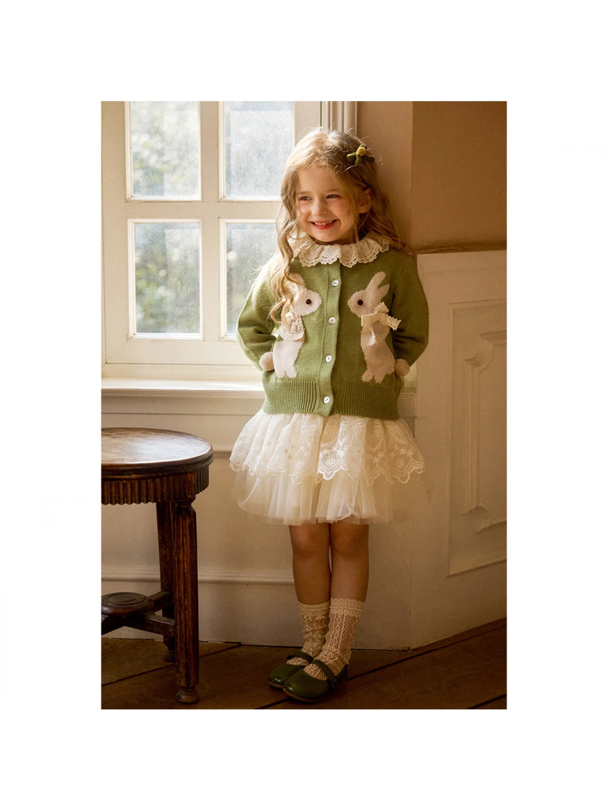 Knitted Jacquard Cardigan Jacket for Girls, Autumn Clothing for Kids, Knitted Cardigan for Baby Girls, Spring and Autumn Tops