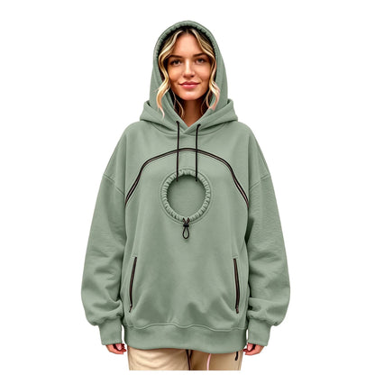 Oversized Hoodie with Pet Pouch Women's Zipper Kangaroo Pocket Sweatshirts for Small Cat & Dog Pet Lover Hoody Hooded Pullover