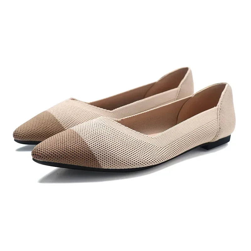 Women's Shoes Mesh Breathable Pointed Toe Flat Shoes Fashion Soft Bottom Knitted Shoes Female Casual Slip on Footwear Loafers85