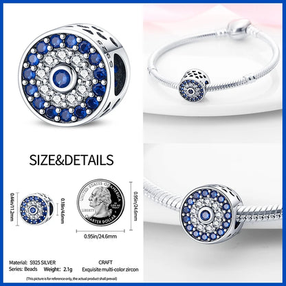 100% Real 925 Silver Classic Devil's Eye Charms Beads For Women Fit Original Qikaola Bracelets Fine DIY Jewelry Making