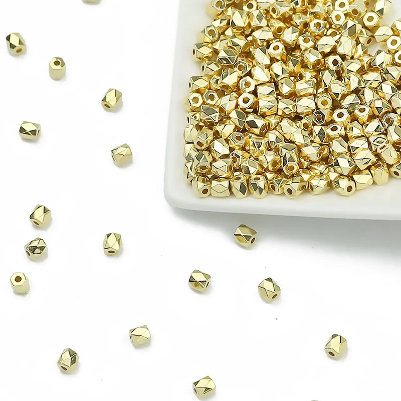 100-400pcs Gold Color Beads 4mm 6mm CCB Cube Crown Heart Pendant Star Spacer Loose Beads for Love Jewelry Making Bracelets DIY S