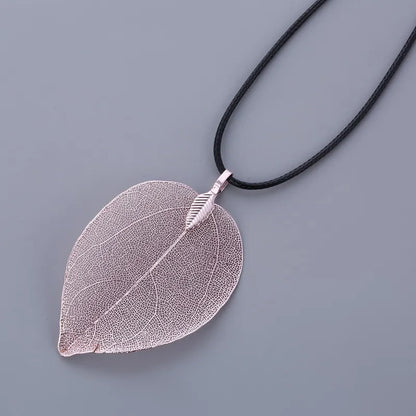 Fashion Unique Natural Real Leaf Choker Pendant Necklace For Women True Leaves Shape Filigree Wedding Necklace Jewelry Gift