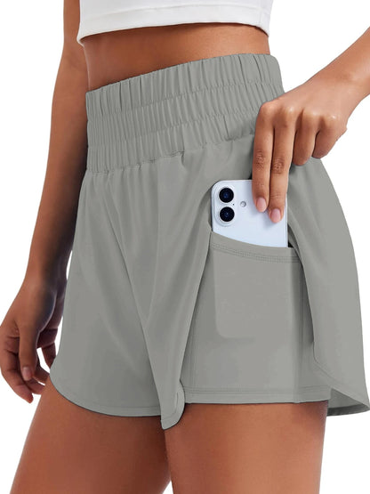 Women's High-Waisted Yoga and Running Fake Two-Piece Shorts with Anti-Exposure Design, Slimming Effect for Gym Use