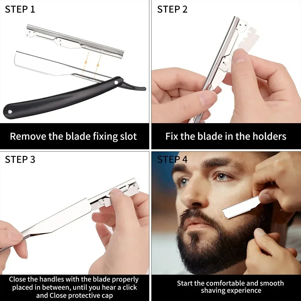 Manual Shaver for Men Barbershop Razor Stainless Steel Shank Is Easy To Use Safety Razor 1Pcs Shaving Razor with Blades