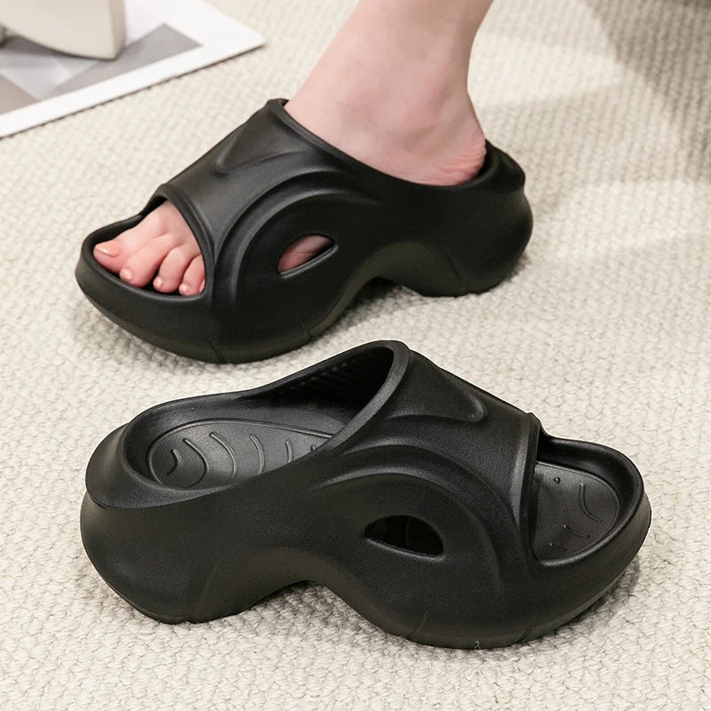 Chunky Platform Slippers for Women Summer Comfortable Wedge Heels Sandals Woman Solid Non Slip EVA Thick Sole Slides Shoes
