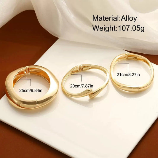 1PC Minimalist Gold Color Chunky Cuff Bangle For Women Fashion Elegant WaterProof Design Open Bracelet Retro Jewelry Accessories