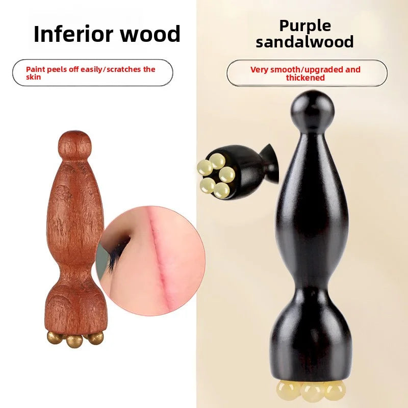 Yangjiao Purple Sandalwood Small Lotus Pong Eye Massage Comb Meridian Comb Facial Acupoint Facial Stretching Rod Massage Roller