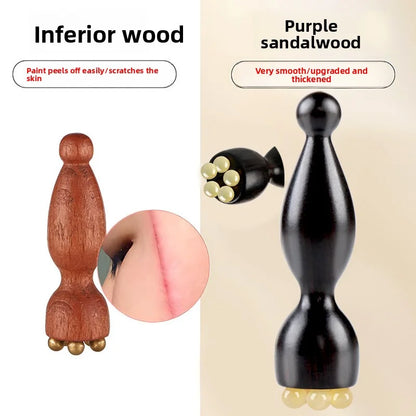 Yangjiao Purple Sandalwood Small Lotus Pong Eye Massage Comb Meridian Comb Facial Acupoint Facial Stretching Rod Massage Roller