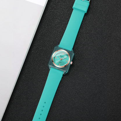 Fashion Silicone Band Women Quartz Watch Rectangle Dial Ladies Analog Wristwatches Reloj Mujer Girls Clock Gift (Without Box)