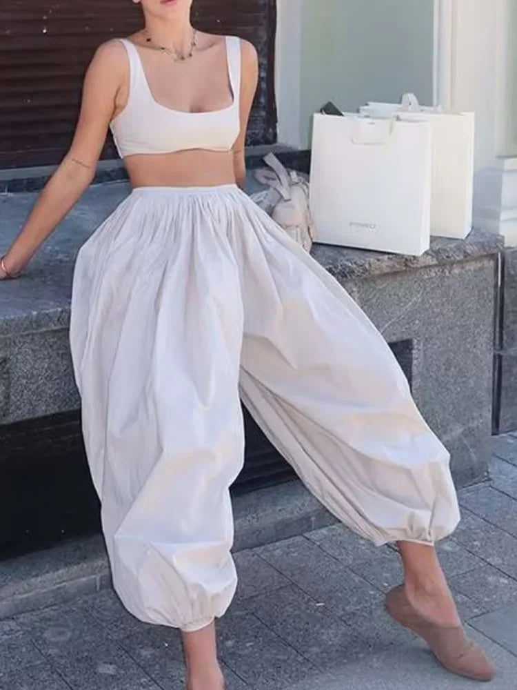 Fashion Drop Waist Lantern Pant 3 Pieces Suit Stripe Women Leeveless Vest Long Sleeve Lapel Shirt Sets 2026 Lady New Street Wear