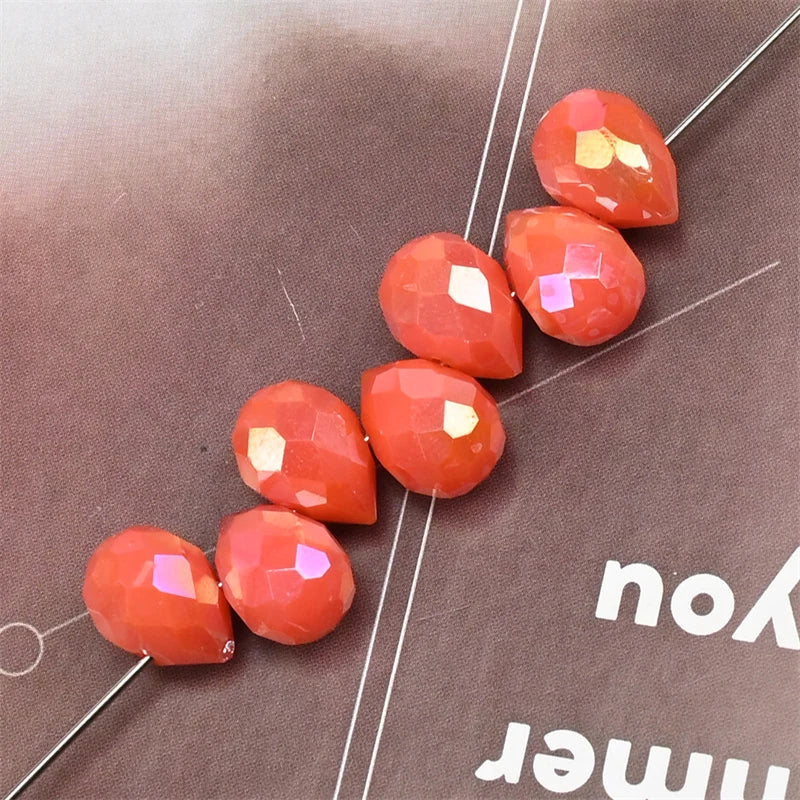 10*8mm Czech Crystal Waterdrop Beads Shiny Faceted Glass Strawberry Beads for Jewelry Making Needlework DIY Handmade Accessories