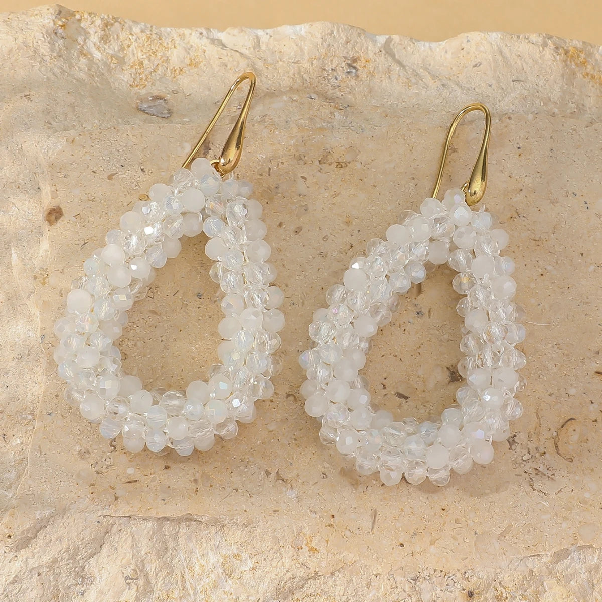 Boho Style Multicolor Water Drop Earrings for Women Elegant Handmade Crystal Beads Hanging Earrings Summer Beach Party Jewelry