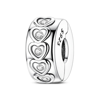 Original 925 Sterling Silver Clip Charm Inlaid Zircon Cat Butterfly Charm Silicone Spacer Beads For Women Bracelet DIY Jewelry