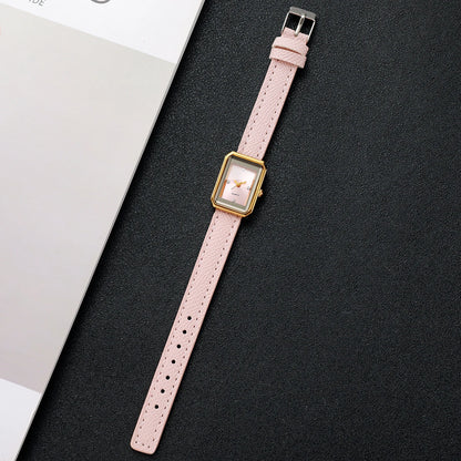 Elegant Rhinestone Rectangle Women Quartz Watch Casual Leather Strap Ladies Dress Wristwatches Relogio Feminino（Without Box）