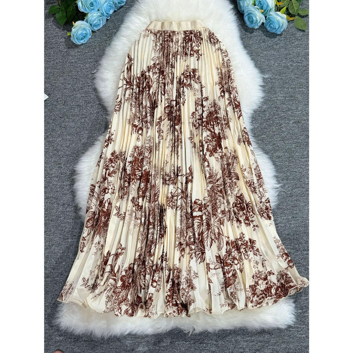 Polka Dot Print High Elegant A-line Pleated Long Skirt For Women 2025 Spring autumn Office Lady Casual Leopard Skirts