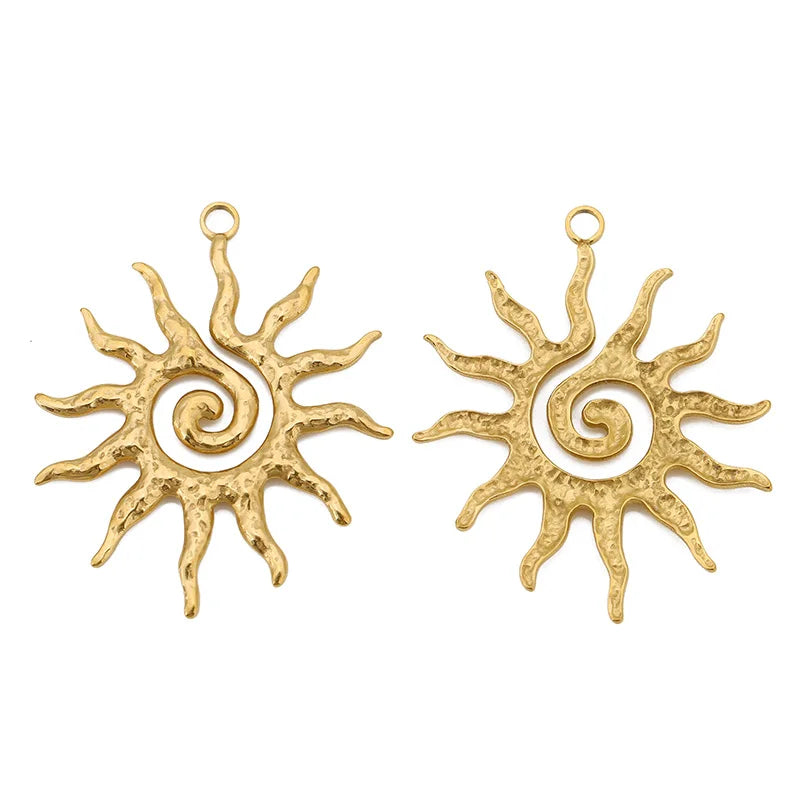 4pcs/lot Stainless Steel Gold Vintage Large Sun Flower Charms Pendant for DIY Earring Necklace Jewelry Making Accessorie Finding