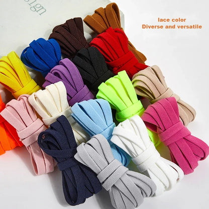 1 Pair Flat Elastic No-Tie Shoe Laces for Sneakers Tennis Shoes Quick Clip-On Shoelaces Accessories for Kids & Adults