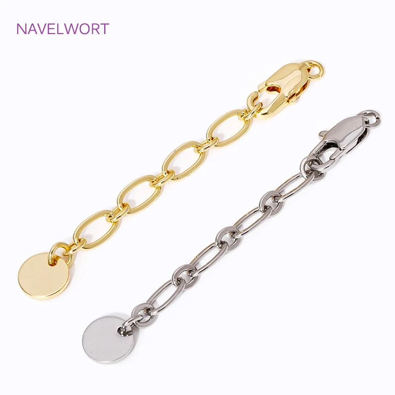 60mm 18K Gold Plated Round Shape Extension Chain,Tail Chain With Lobster Clasps Connectors For Jewelry Making DIY Accessories