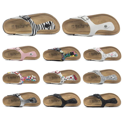 Fashion Women Slippers Flip Flops Summer Beach Cork Shoes Slides Girls Flats Sandals Casual Slippers Shoes Plus Size 35-45