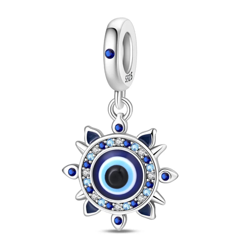 100% Real 925 Silver Classic Devil's Eye Charms Beads For Women Fit Original Qikaola Bracelets Fine DIY Jewelry Making