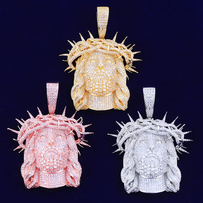 Bubble Letter Iced Out Ratten Jesus Necklace Pendant for Men Prong Setting Cubic Zirocnia Hip Hop Jewelry