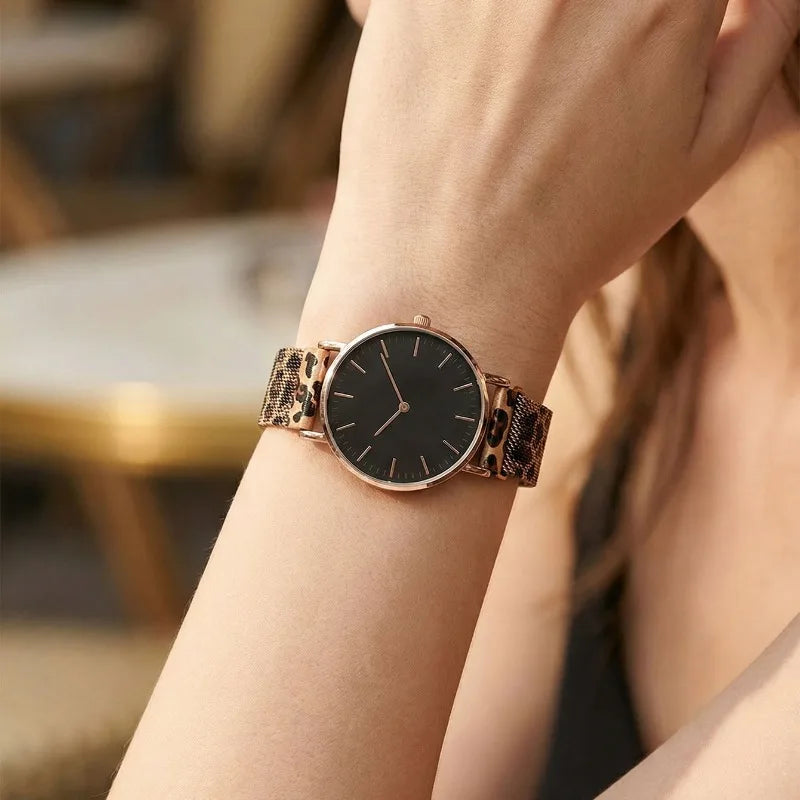 New Fashion Women Watches Simple Luxury Rose Gold Stainless Steel Mesh Band Quartz Ladies Watches Clock Gift for Woman Relogio
