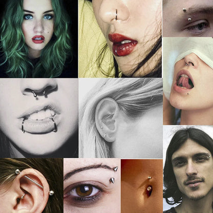 100Pcs Lot Surgical Steel Nose Ring Hoop Nostril Piercing Septum Ring Horseshoe Fake Nose Ring Set Body Jewelry
