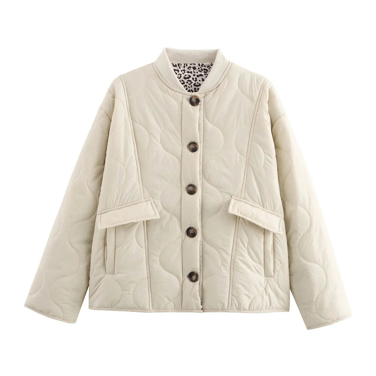 HH Female Autumn Casual Quilting Cotton Jacket Long Sleeve Single Breasted Solid With Pockets Winter Vintage Loose Warm Coat