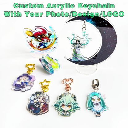 Personalized Acrylic Keychain Charm Logo Keychain DIY Photo Transparent Printing Design Anime Custom Acrylic Keychains