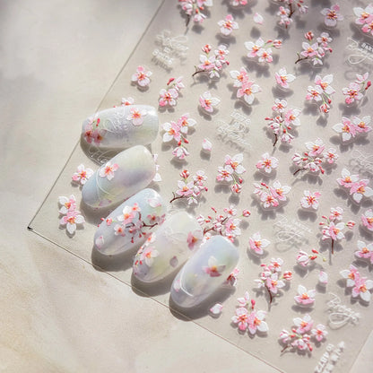 Red Butterfly 5D Nail Sticker Nail Art Decoration Spring Flowers Nail Art Decal Relief Sticker Press on Nails