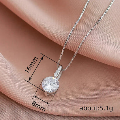 Huitan Eternity Pendant Necklace with Round Cubic Zirconia Simple and Elegant Women's Accessories for Wedding Classic Jewelry