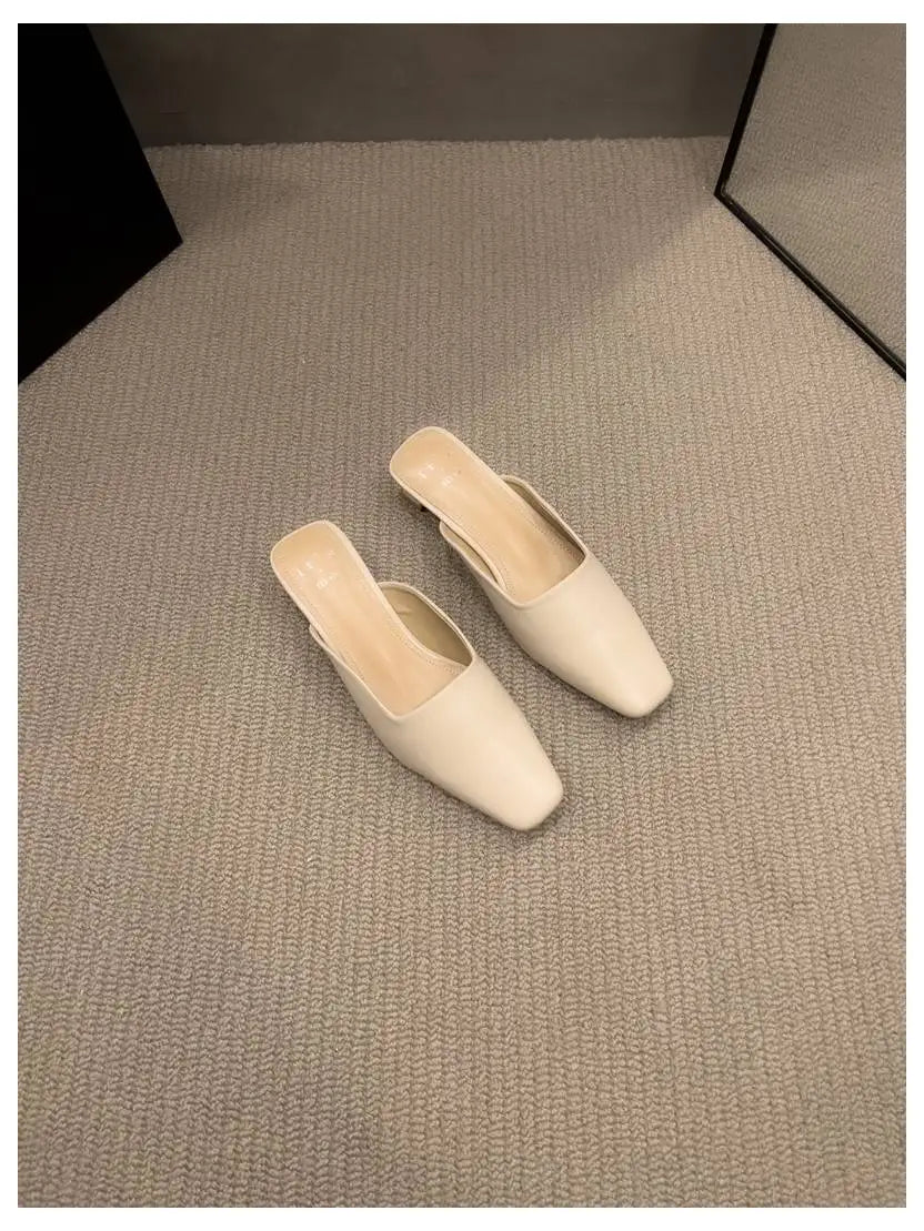 Women's Square-Toe Low-Heel Mules