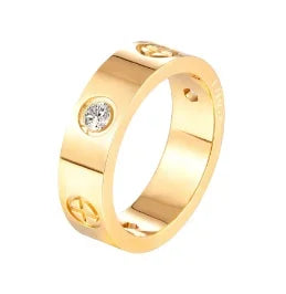 Personality Round Beads Ring Band Small Clear Crystal Zircon Waterproof Stainless Steel Gold Rings Simple Granular Fine Jewelry