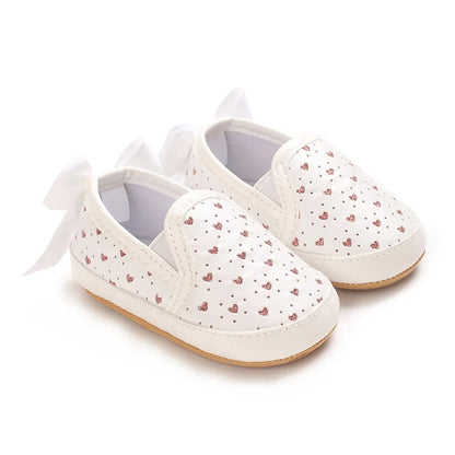 Baby Learning Walk Shoes, Cute Printed & Bow Sneakers, Soft Sole Casual Footwear for Infants 0-18M