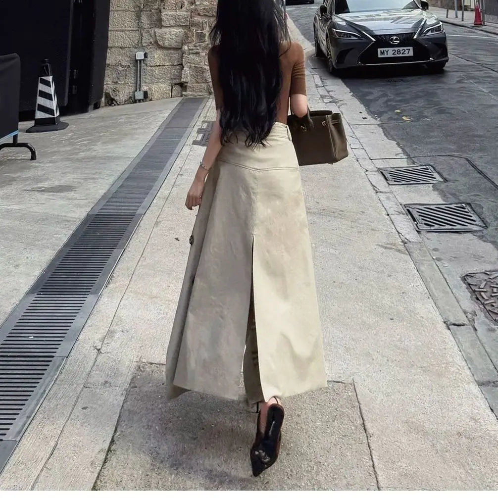 High-end British-style Design High-waisted Asymmetrical Large Size Skirt Plaid A-line Umbrella Skirt