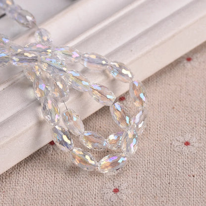 10pcs 12x8mm Oval Cylinder Faceted Cut Crystal Glass Loose Crafts Beads for Jewelry Making DIY