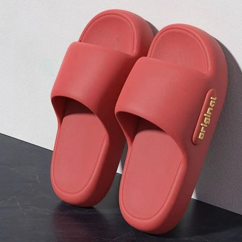 2025 Summer New Thick Platform Pillow Slippers Women Soft Sole Eva Cloud Slippers Woman Letter Print Non Slip Indoor House Shoes