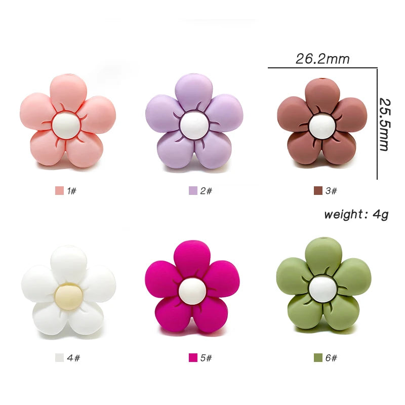 10pcs Silicone Flower Bead BPA Free Teething Infant Chewable Dummy Necklace Pacifier Toy Accessories